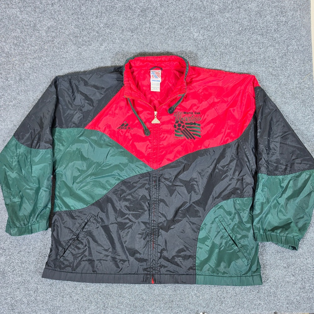 Vintage Apex One World Cup USA 94 Mexico Windbreaker Jacket Mens XL Red Green
